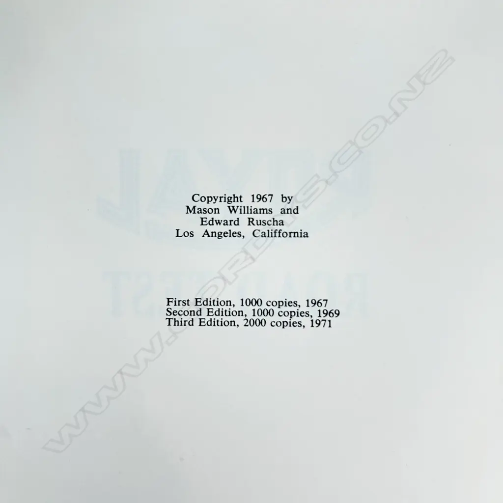 MASON WILLIAMS ED RUSCHA PATRICK BLACKWELL: ROYAL ROAD TEST Image 1++